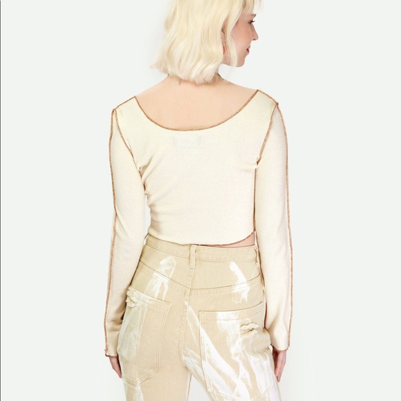 Beige Stitching Rib Top Cider - Picture 3 of 3